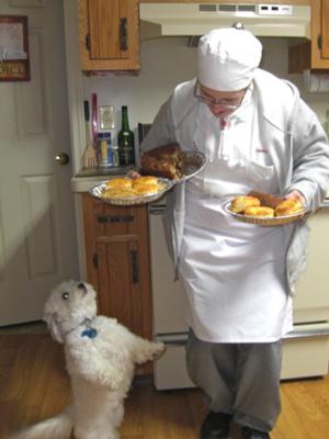 Tuffy begs Chef Dawn for sweet treats